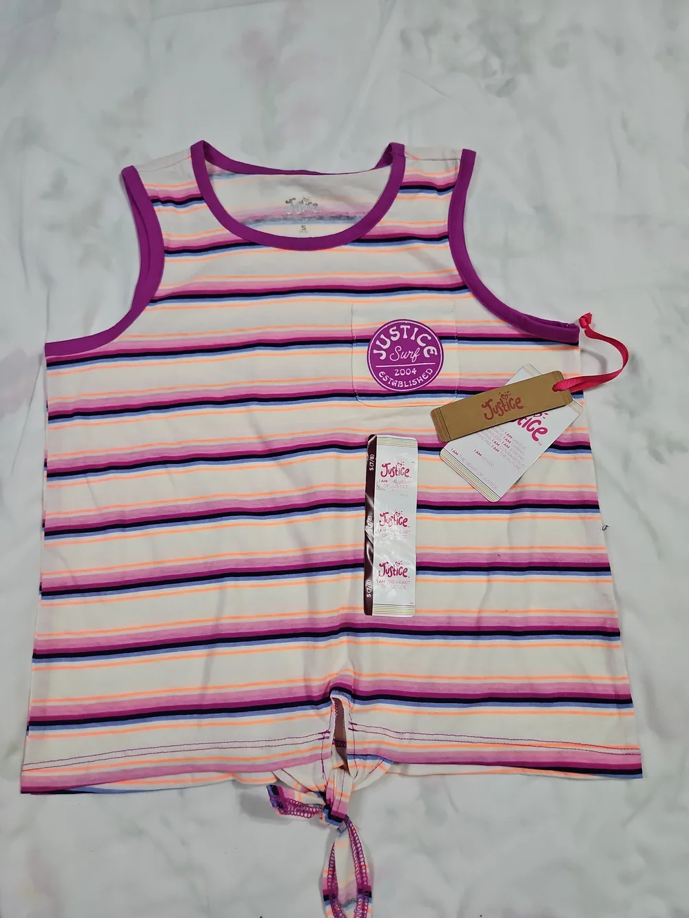 Justice Striped Tank Purple, Pink, Cream, Navy